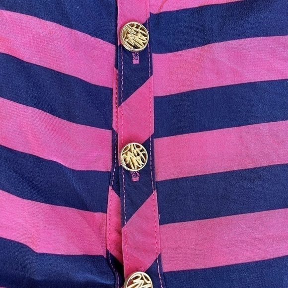 Lilly Pulitzer Pink/Navy Striped Elsa Silk Blouse, M - Picture 8 of 13